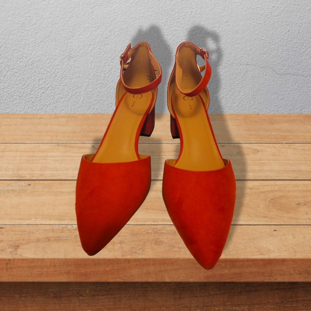 C Est 1946 rust block-heel d'orsay shoes with ankle strap, size 11 NWOT